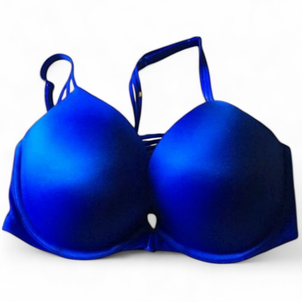 Victoria’s Secret Vibrant Blue Bra Strappy Lace Lingerie | 32DD | Like New